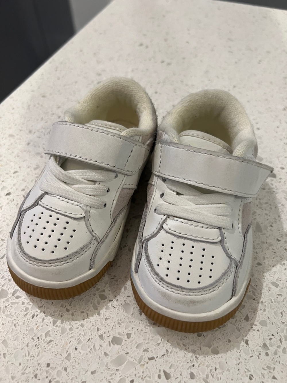 Zara Kids White Velcro Athletic Shoes with Gum Sole